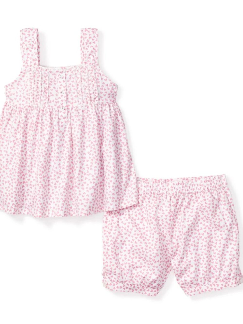 Girls Pink Heart-Print Tank Top & Shorts Pajama Set